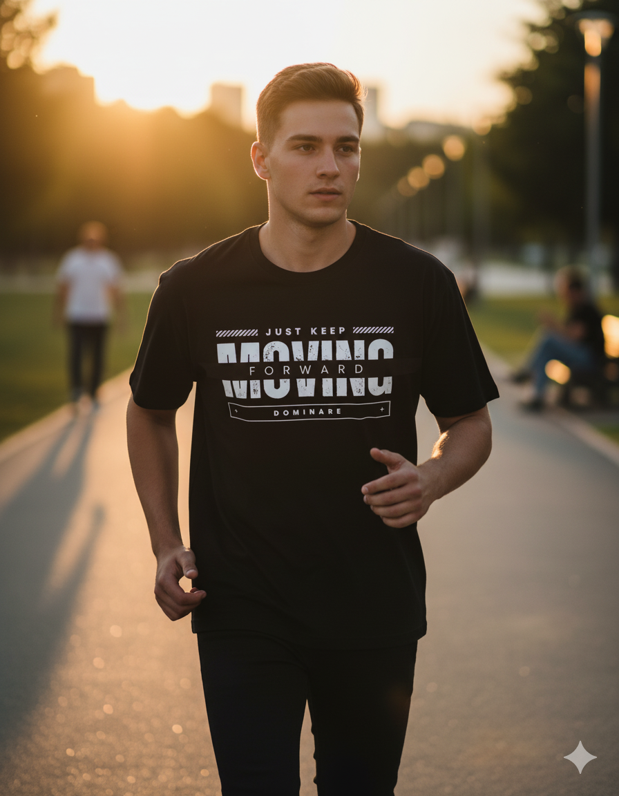 Dominare Moving Forward Motivation Tee - Bold Streetwear Design - Dominare