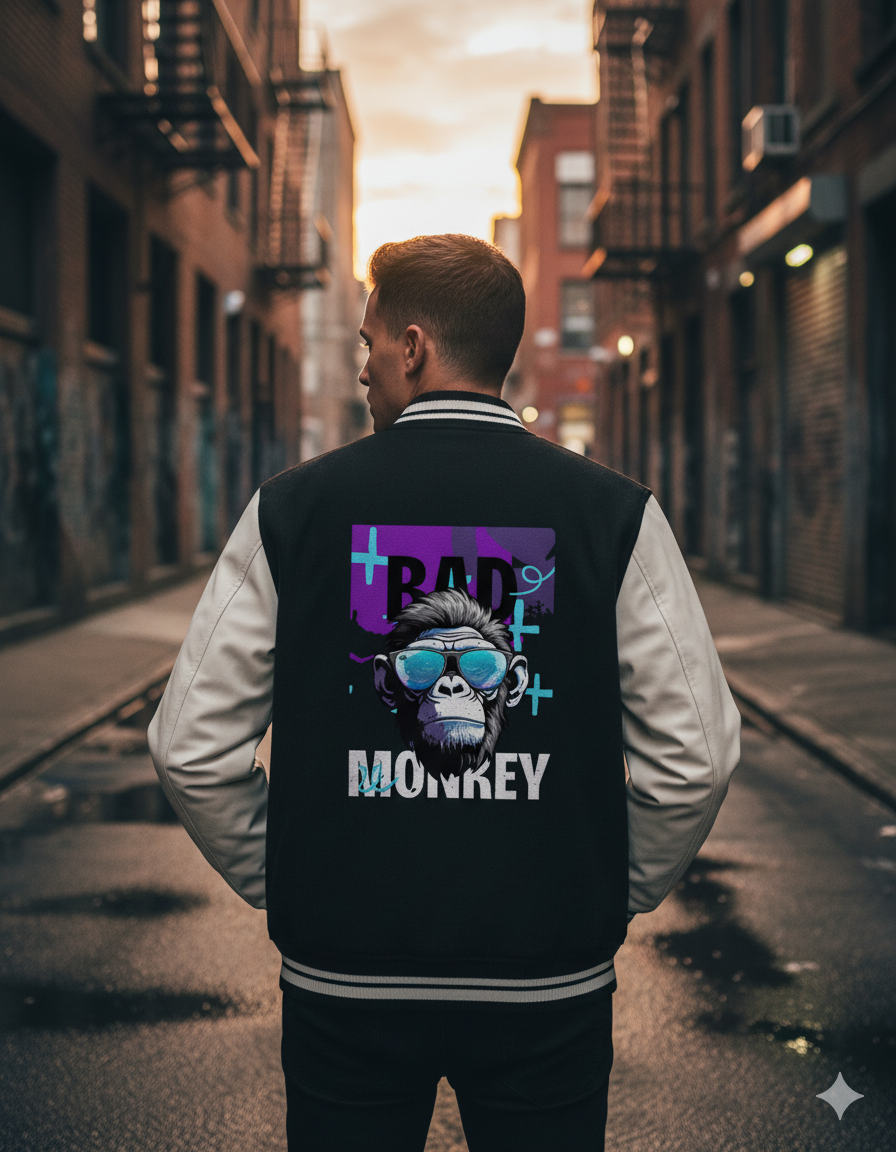 Bad Monkey Varsity Jacket by Dominare – Bold Streetwear Style - Dominare