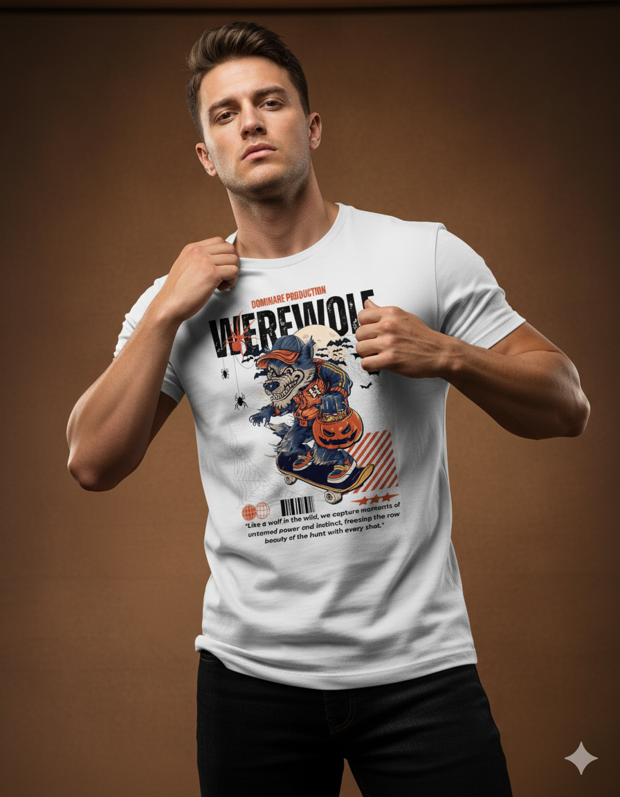 Dominare "Skate Wolf Graphic Tee" – Streetwear for Bold Legends - Dominare